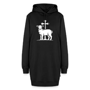 Lamm am Kreuz - Hoodie-Kleid - Schwarz - Vorne - AI Model Female 172 light (172cm)
