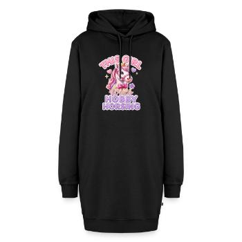 This Girl Loves Hobby Horsing Steckenpferd - Hoodie-Kleid - Schwarz - Vorne - AI Model Female 172 light (172cm)