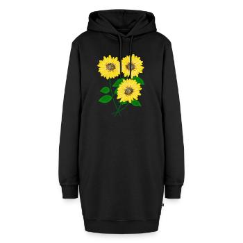Sonnenblumen - Hoodie-Kleid - Schwarz - Vorne - AI Model Female 172 light (172cm)