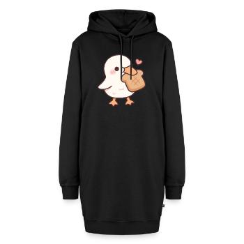 Süße Ente liebt Brot-Toast - Hoodie-Kleid - Schwarz - Vorne - AI Model Female 172 light (172cm)