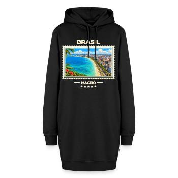 Brasilien Maceió Vintage Reisemarke - Hoodie-Kleid - Schwarz - Vorne - AI Model Female 172 light (172cm)