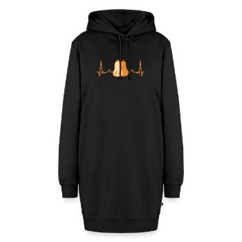 Butternut-Kürbis mit Herzschlag – Orange - Hoodie-Kleid - Schwarz - Vorne - AI Model Female 172 light (172cm)