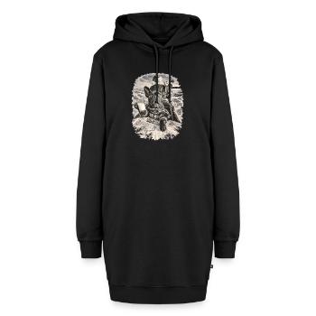  Französische Bulldogge Im Winterlichen - Hoodie-Kleid - Schwarz - Vorne - AI Model Female 172 light (172cm)