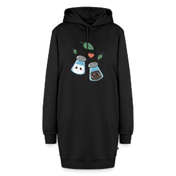 Niedliches Küchenmotiv mit Salz und Pfeffer - Hoodie-Kleid - Schwarz - Vorne - AI Model Female 172 light (172cm)