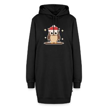 Eule mit Weihnachtsmütze auf dem Ast - Hoodie-Kleid - Schwarz - Vorne - AI Model Female 172 light (172cm)
