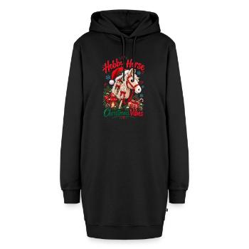 Niedliches Hobbypferd-Weihnachtsdesign - Hoodie-Kleid - Schwarz - Vorne - AI Model Female 172 light (172cm)