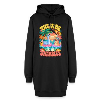 Sunset Dinosaurier Die Stimmung ist im Chaos - Hoodie-Kleid - Schwarz - Vorne - AI Model Female 172 light (172cm)