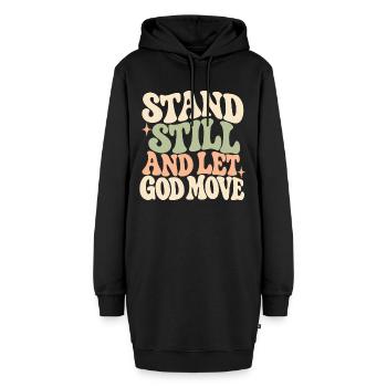 Groovy Amen Steh still und lass Gott sich bewegen - Hoodie-Kleid - Schwarz - Vorne - AI Model Female 172 light (172cm)