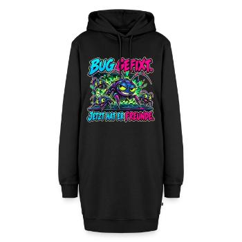 Bug gefixt, Freunde gefunden - Hoodie-Kleid - Schwarz - Vorne - AI Model Female 172 light (172cm)