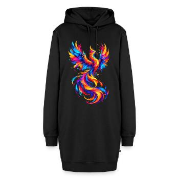Chromatischer Phönix - Hoodie-Kleid - Schwarz - Vorne - AI Model Female 172 light (172cm)
