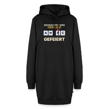 Weihnachten wird dieses Jahr am PC gefeiert - Hoodie-Kleid - Schwarz - Vorne - AI Model Female 172 light (172cm)
