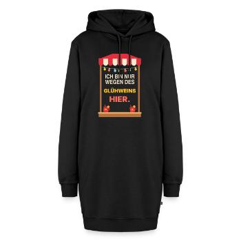 Nur wegen des Glühweins hier – Weihnachtsmarkt - Hoodie-Kleid - Schwarz - Vorne - AI Model Female 172 light (172cm)