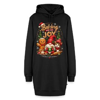Gourmet Christmas Joy: Kekse und Katzen - Hoodie-Kleid - Schwarz - Vorne - AI Model Female 172 light (172cm)
