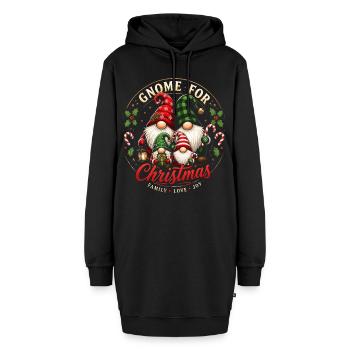 Familien-Weihnachtszwerge um den Baum - Hoodie-Kleid - Schwarz - Vorne - AI Model Female 172 light (172cm)