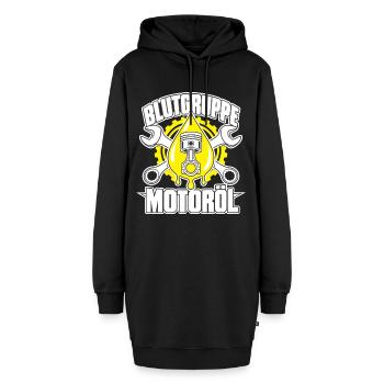 Blutgruppe Motoröl – Schrauber mit Kolben - Hoodie-Kleid - Schwarz - Vorne - AI Model Female 172 light (172cm)