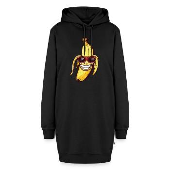 Lachende Banane mit Sonnenbrille - Hoodie-Kleid - Schwarz - Vorne - AI Model Female 172 light (172cm)