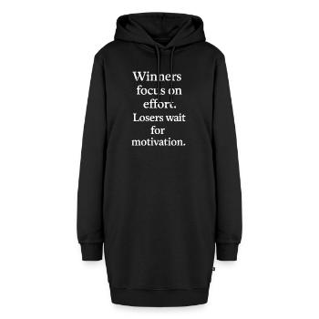 Gewinner konzentrieren sich auf Anstrengung, Verlierer warten auf Motivation - Hoodie-Kleid - Schwarz - Vorne - AI Model Female 172 light (172cm)