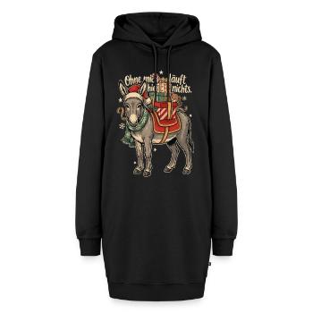 Weihnachtsesel mit Nikolausmütze - Hoodie-Kleid - Schwarz - Vorne - AI Model Female 172 light (172cm)