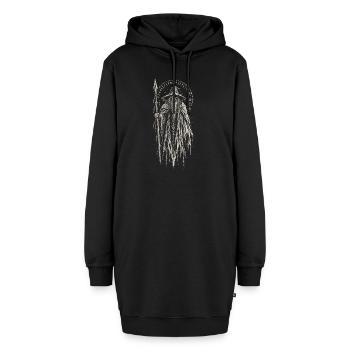Odin der Wanderer mit Speer und Runenbogen - Hoodie-Kleid - Schwarz - Vorne - AI Model Female 172 light (172cm)
