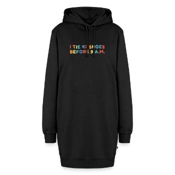 Ich binde 47 Schuhe vor 9 Uhr morgens Kindergartenlehrerin - Hoodie-Kleid - Schwarz - Vorne - AI Model Female 172 light (172cm)