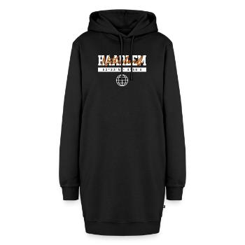 Haarlem Niederlande Koordinaten Reise Souvenir - Hoodie-Kleid - Schwarz - Vorne - AI Model Female 172 light (172cm)