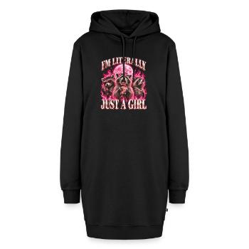 Nur ein Mädchen lustiger Waschbär-Müll - Hoodie-Kleid - Schwarz - Vorne - AI Model Female 172 light (172cm)