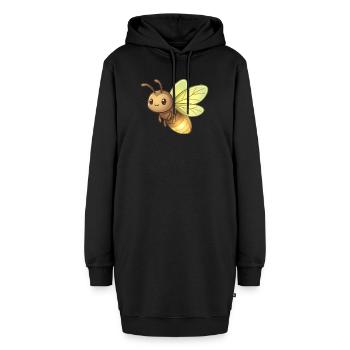 Glühwürmchen - Hoodie-Kleid - Schwarz - Vorne - AI Model Female 172 light (172cm)