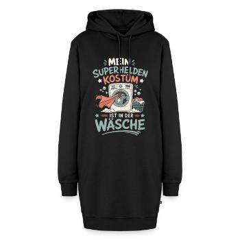 Superhelden Kostüm in der Wäsche - Hoodie-Kleid - Schwarz - Vorne - AI Model Female 172 light (172cm)