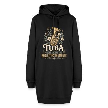 Tuba Witz Spruch Tubist Musiker - Hoodie-Kleid - Schwarz - Vorne - AI Model Female 172 light (172cm)