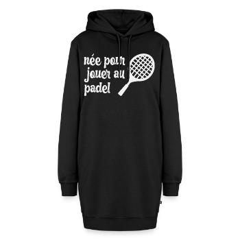 Padel Lustiger Humor Geboren, um Padel zu spielen - Hoodie-Kleid - Schwarz - Vorne - AI Model Female 172 light (172cm)
