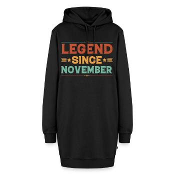 Legend Since November Geburtstagsgeschenk - Hoodie-Kleid - Schwarz - Vorne - AI Model Female 172 light (172cm)