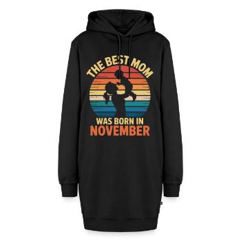 Die beste Mutter wurde im November geboren – Geschenk - Hoodie-Kleid - Schwarz - Vorne - AI Model Female 172 light (172cm)