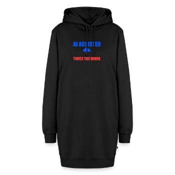 KI unterstützte doppelt so viel Arbeit - Hoodie-Kleid - Schwarz - Vorne - AI Model Female 172 light (172cm)