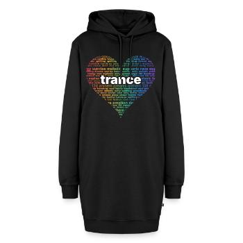 Tranceherz – Worte der Euphorie - Hoodie-Kleid - Schwarz - Vorne - AI Model Female 172 light (172cm)