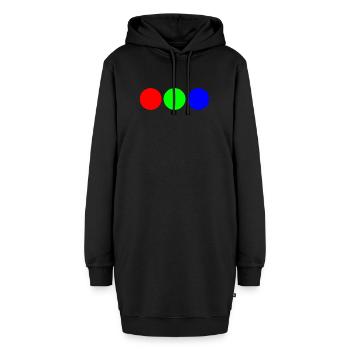 Triaden-Neonkreise - Hoodie-Kleid - Schwarz - Vorne - AI Model Female 172 light (172cm)
