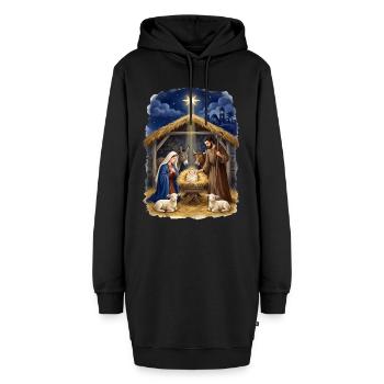 Krippenstern der Heiligen Nacht Weihnachten Jesus - Hoodie-Kleid - Schwarz - Vorne - AI Model Female 172 light (172cm)
