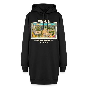 Brasilien Santo André Vintage Reisemarke - Hoodie-Kleid - Schwarz - Vorne - AI Model Female 172 light (172cm)