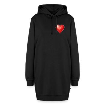 Herz mit einer Sternenspur - Hoodie-Kleid - Schwarz - Vorne - AI Model Female 172 light (172cm)