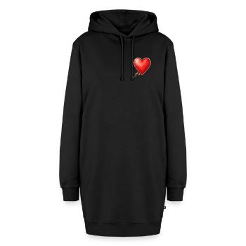 Herz mit Herbstblättern aus den Cévennen - Hoodie-Kleid - Schwarz - Vorne - AI Model Female 172 light (172cm)