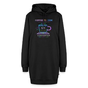 Coffee to Code Converter - Hoodie-Kleid - Schwarz - Vorne - AI Model Female 172 light (172cm)