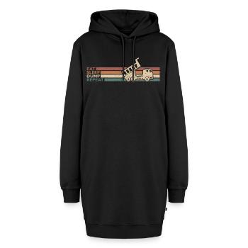 Eat Sleep Dump Repeat Kipplaster Fahrer Spruch - Hoodie-Kleid - Schwarz - Vorne - AI Model Female 172 light (172cm)