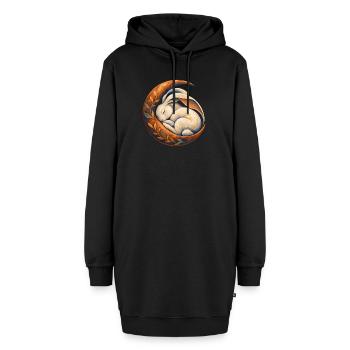 Schlafendes Kaninchen in einem Mondsichel - Hoodie-Kleid - Schwarz - Vorne - AI Model Female 172 light (172cm)