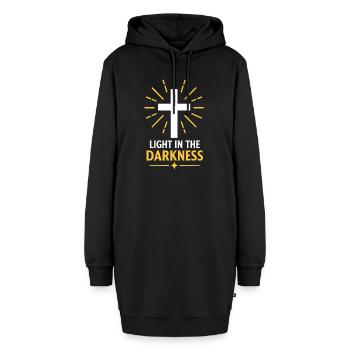 Licht in der Dunkelheit Kreuz Tee - Hoodie-Kleid - Schwarz - Vorne - AI Model Female 172 light (172cm)