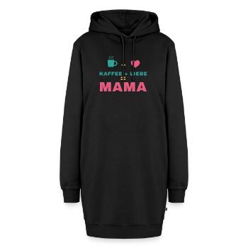 Kaffee + Liebe = Mama – Geschenk für Mama - Hoodie-Kleid - Schwarz - Vorne - AI Model Female 172 light (172cm)