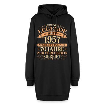 Jahrgang 1957 geboren 70. Geburtstag Geschenk - Hoodie-Kleid - Schwarz - Vorne - AI Model Female 172 light (172cm)