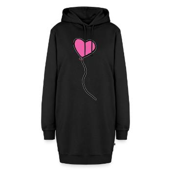 Pinker Herzluftballon - Hoodie-Kleid - Schwarz - Vorne - AI Model Female 172 light (172cm)