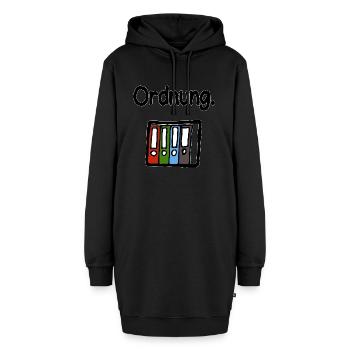 Ordner Ordnung - Hoodie-Kleid - Schwarz - Vorne - AI Model Female 172 light (172cm)