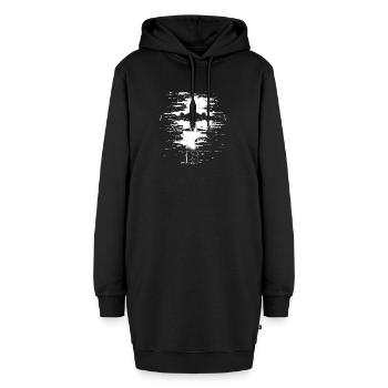 Flugzeug Skizze - Hoodie-Kleid - Schwarz - Vorne - AI Model Female 172 light (172cm)