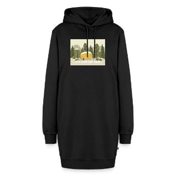 Retro Wohnmobil Winter Ready - Hoodie-Kleid - Schwarz - Vorne - AI Model Female 172 light (172cm)