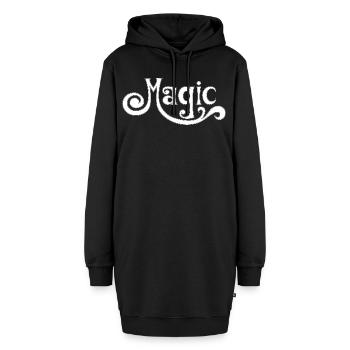 Magic Magie magisch psychedelic sixties Typo  - Hoodie-Kleid - Schwarz - Vorne - AI Model Female 172 light (172cm)